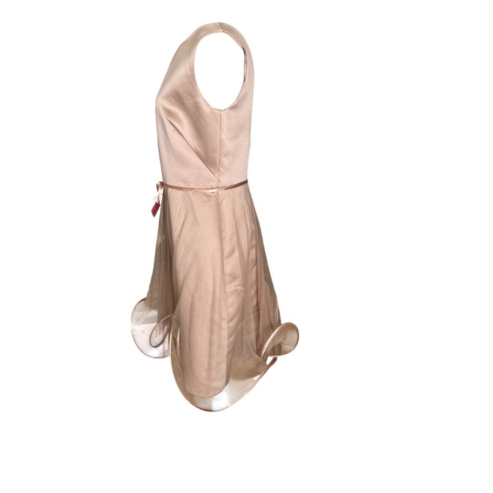 Suzanne Ermann Womens Sleeveless Satin & Sheer Dress Open Back Size 42 Made In F - Picture 5 of 9